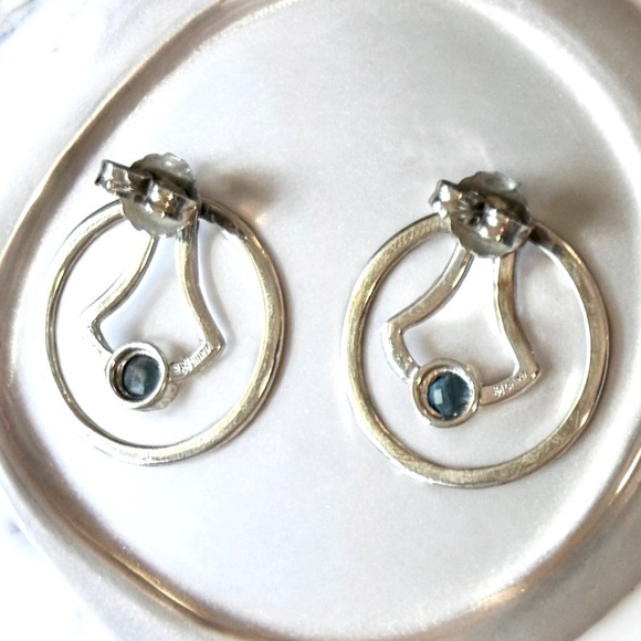 VTG | Designer Blue Topaz Sterling Silver Earrings - Picture 11 of 11